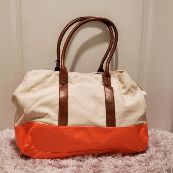 Simply Vera Wang Cream, Neon Orange Beach Tote - Picture 2 of 5